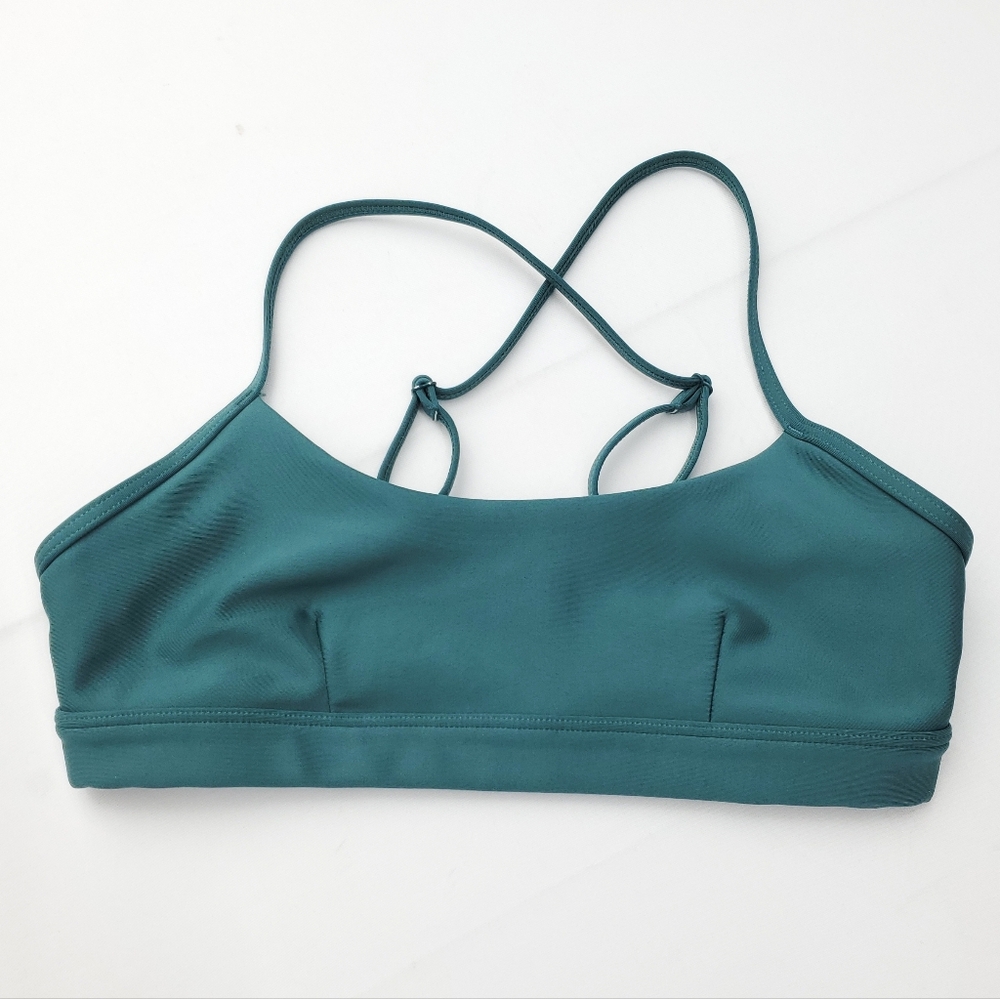 ALO Yoga Airlift Intrigue Sports Bra in Green Strappy Gym Activewear Size XS - Picture 2 of 8